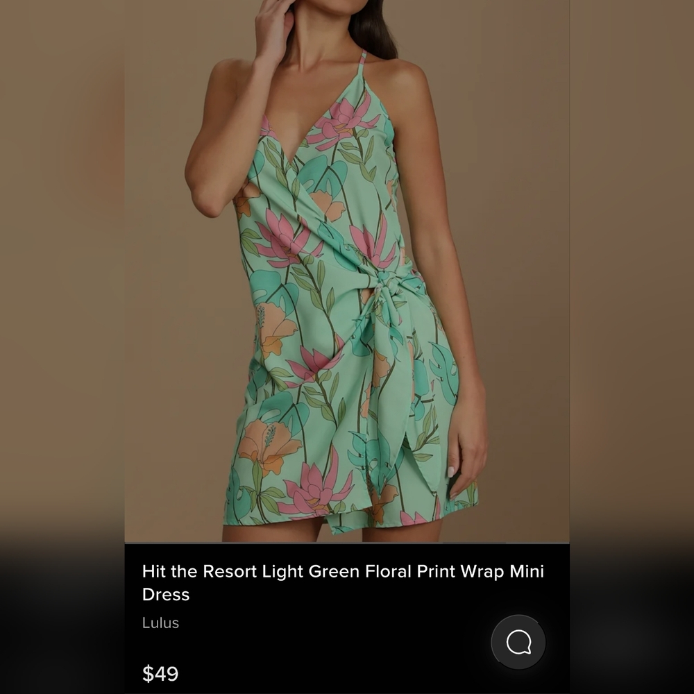 Lulu's Mint Green Floral Wrap Mini Dress